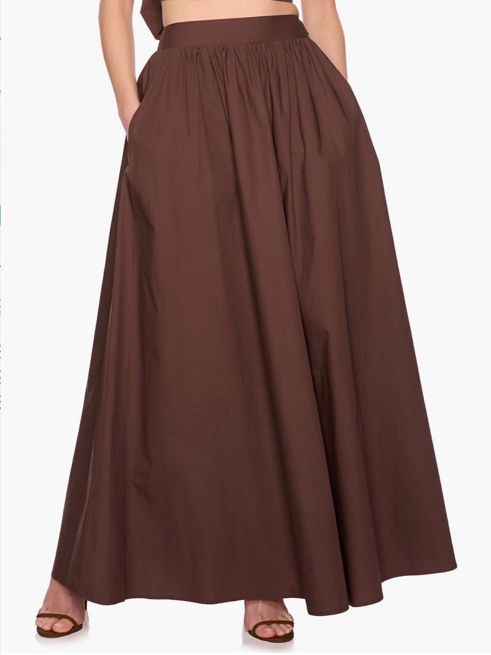 Susana Monaco  Brown Cotton Poplin Maxi Skirt NWT small